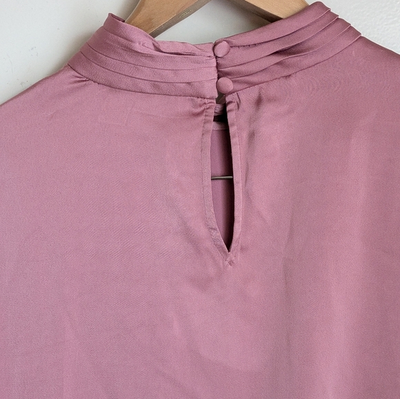 🆕 Halogen Pink Foxglove Long Sleeve Top Blouse Mock Neck Trumpet Sleeves XL - Picture 9 of 16